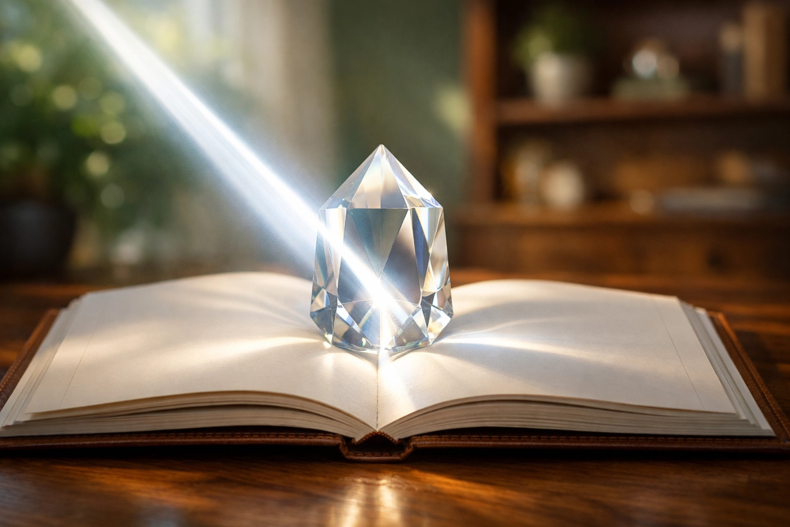Sunlight through a prism on an open book, representing biblical clarity and truth over fear-based news narratives.