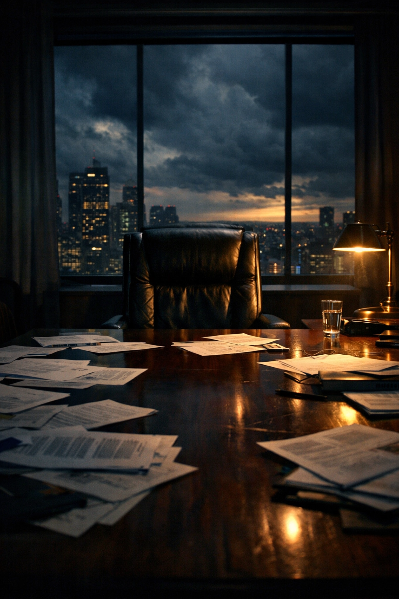 Storm clouds gathering over city skyline as California faces evacuation warnings