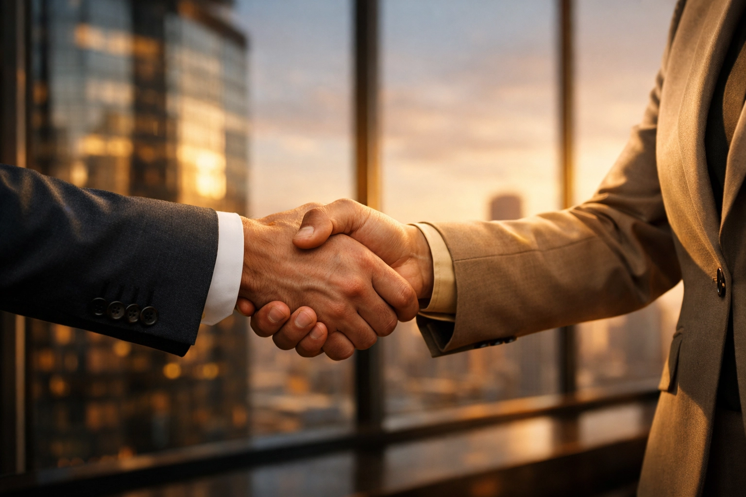 Business professionals handshake representing private credit lending partnership agreement
