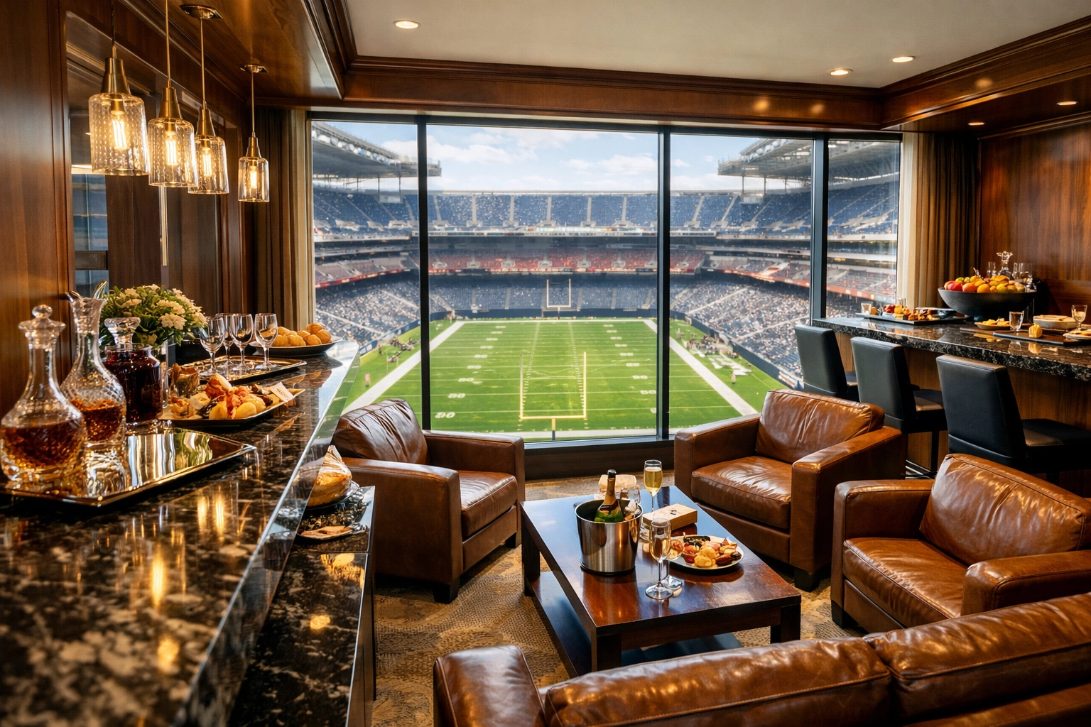 Premium VIP suite for Super Bowl corporate hospitality and executive entertainment