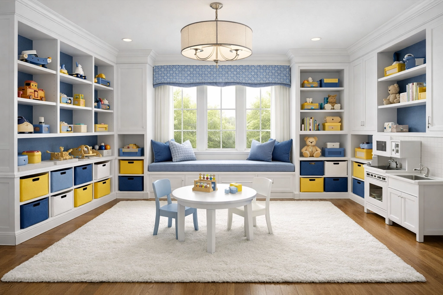 Clean, organized playroom with sanitized toy bins after a professional bi weekly house cleaning.