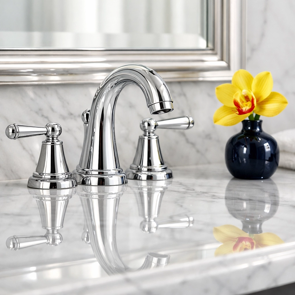 Detailed deep cleaning Leominster MA results on a spotless marble bathroom vanity.