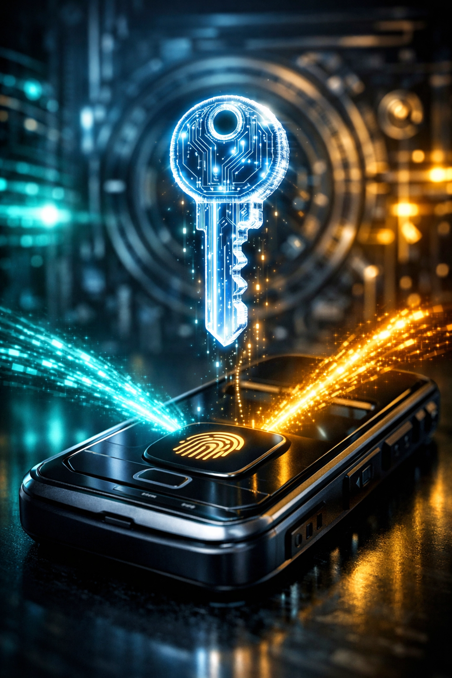 Secure digital key symbolizing crypto self-custody and financial sovereignty for Larecoin Web3 payments.