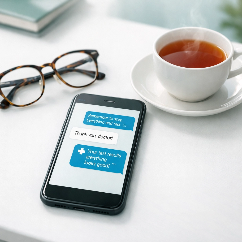 Secure medical messaging on a smartphone for a private online birth control prescription consultation.