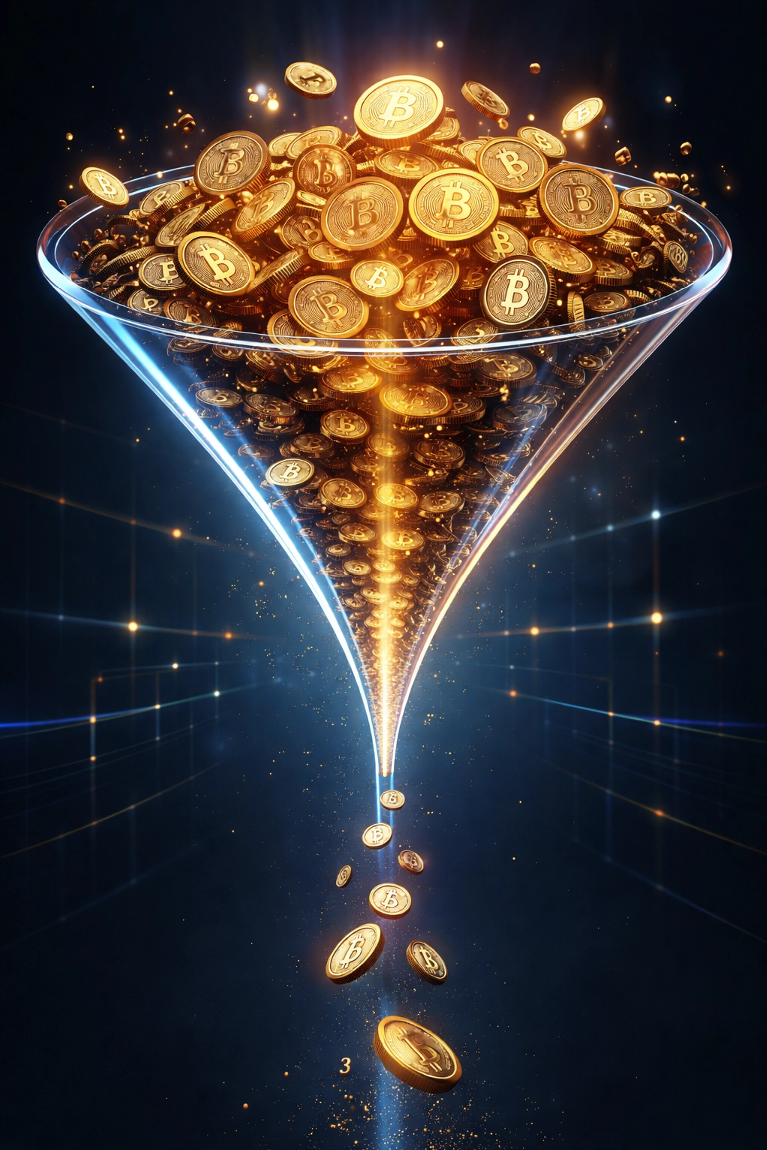 Golden coins and crypto symbols showing reduced merchant fees in blockchain-based payment systems