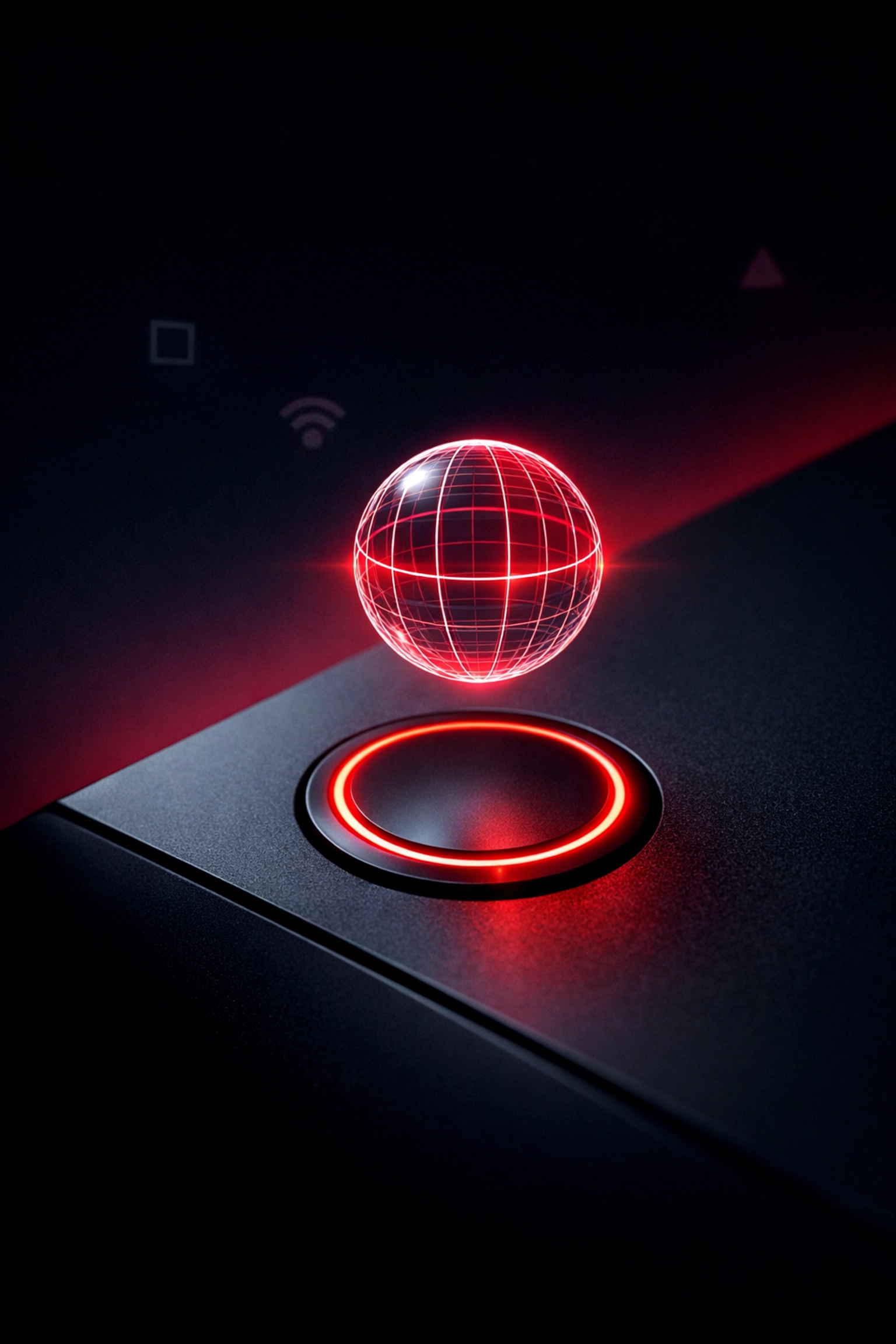 A glowing red button representing easy AI automation and seamless CRM integration for sales teams.
