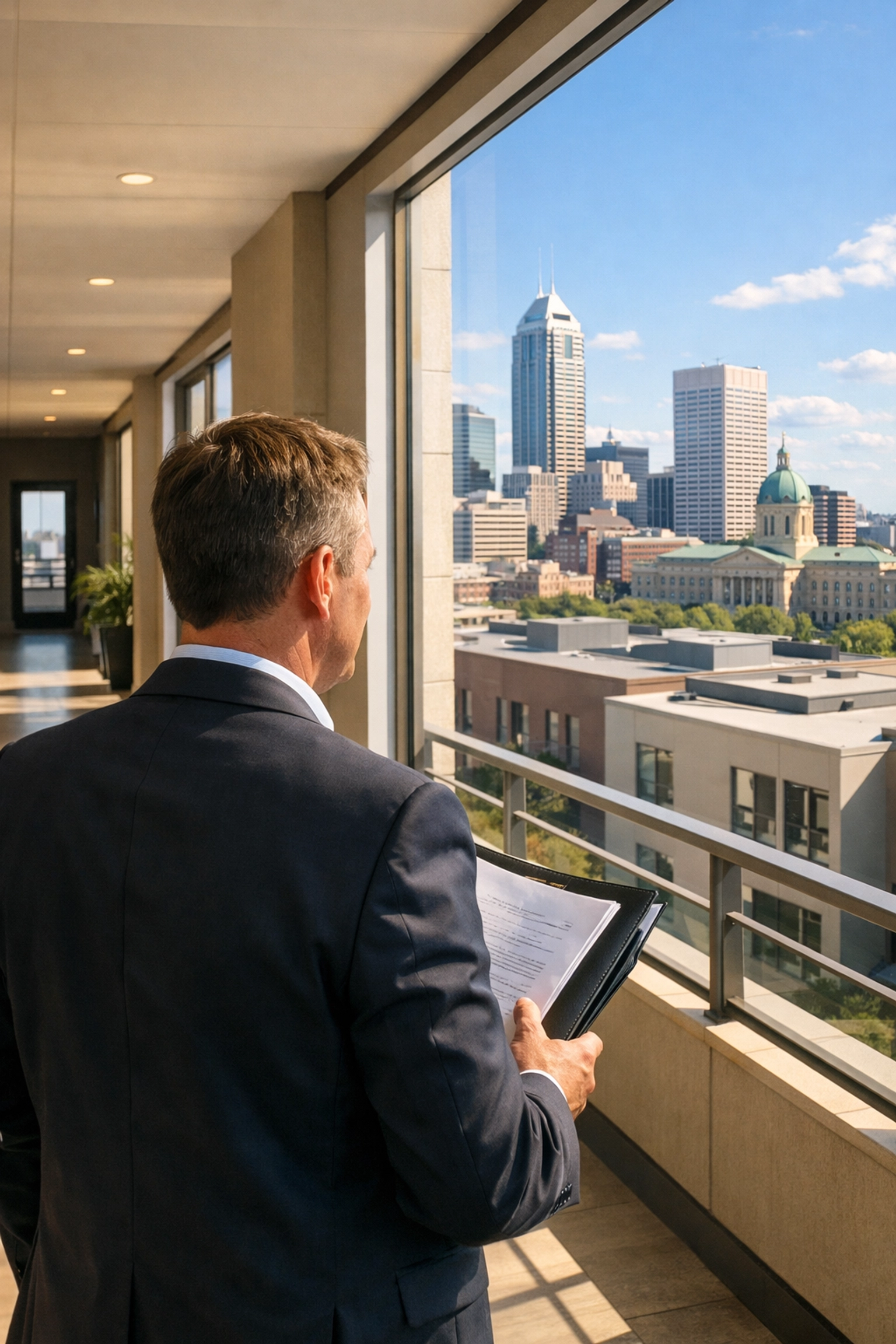 Property manager in an Indianapolis residential building reflecting operational success and reliability.