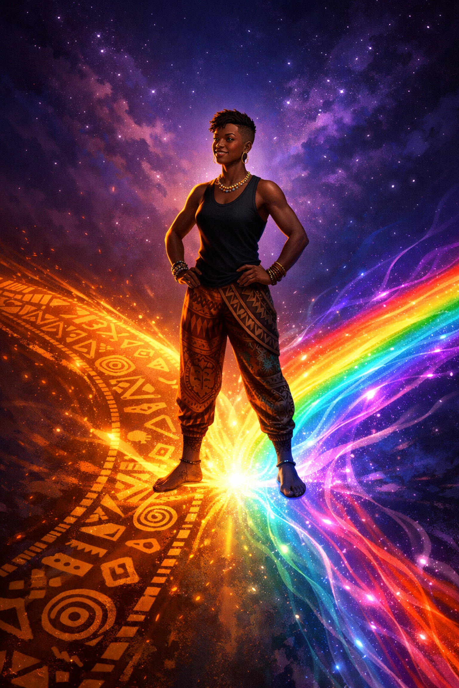 Black queer person embracing intersectional identity with pride and confidence