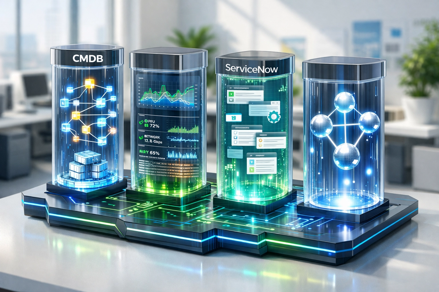 Four foundational pillars of ServiceNow implementation: CMDB, observability, platform, and AI agent collaboration