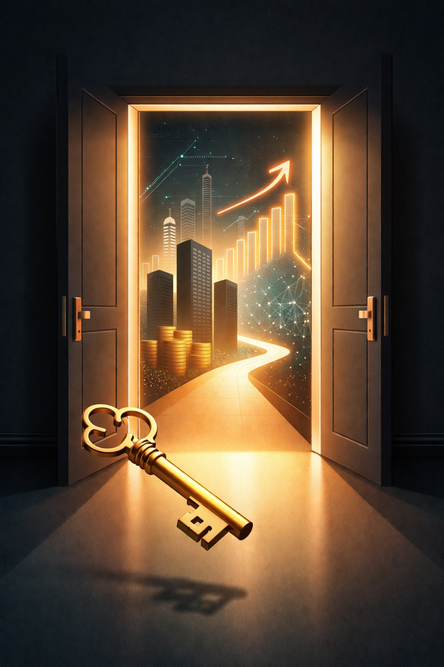 Open doorway with glowing light symbolizing new access to investment opportunities for accredited investors