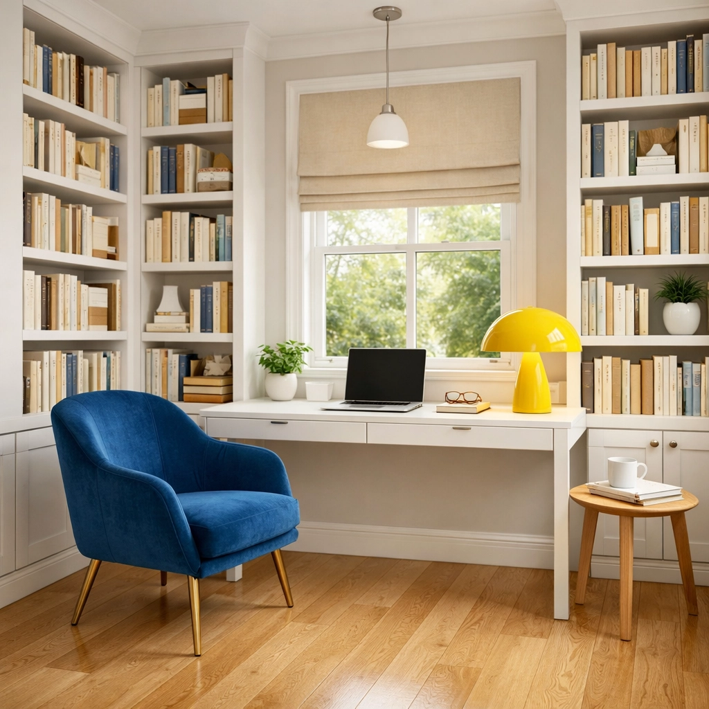 A clean, organized home office in North Cambridge showcasing the results of expert house cleaning Cambridge.