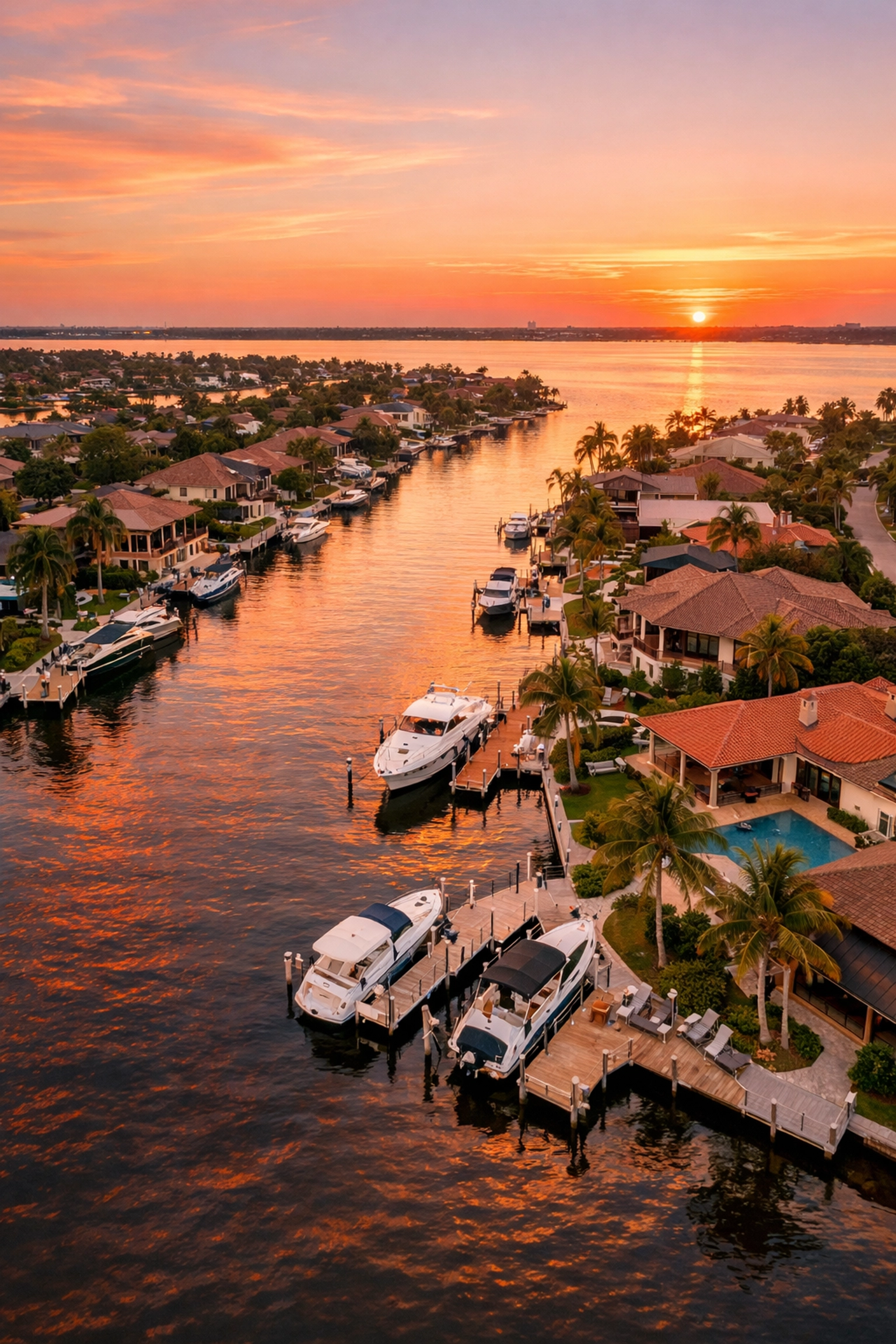 Cape Coral Southeast quadrant waterfront homes with boat docks on saltwater canals