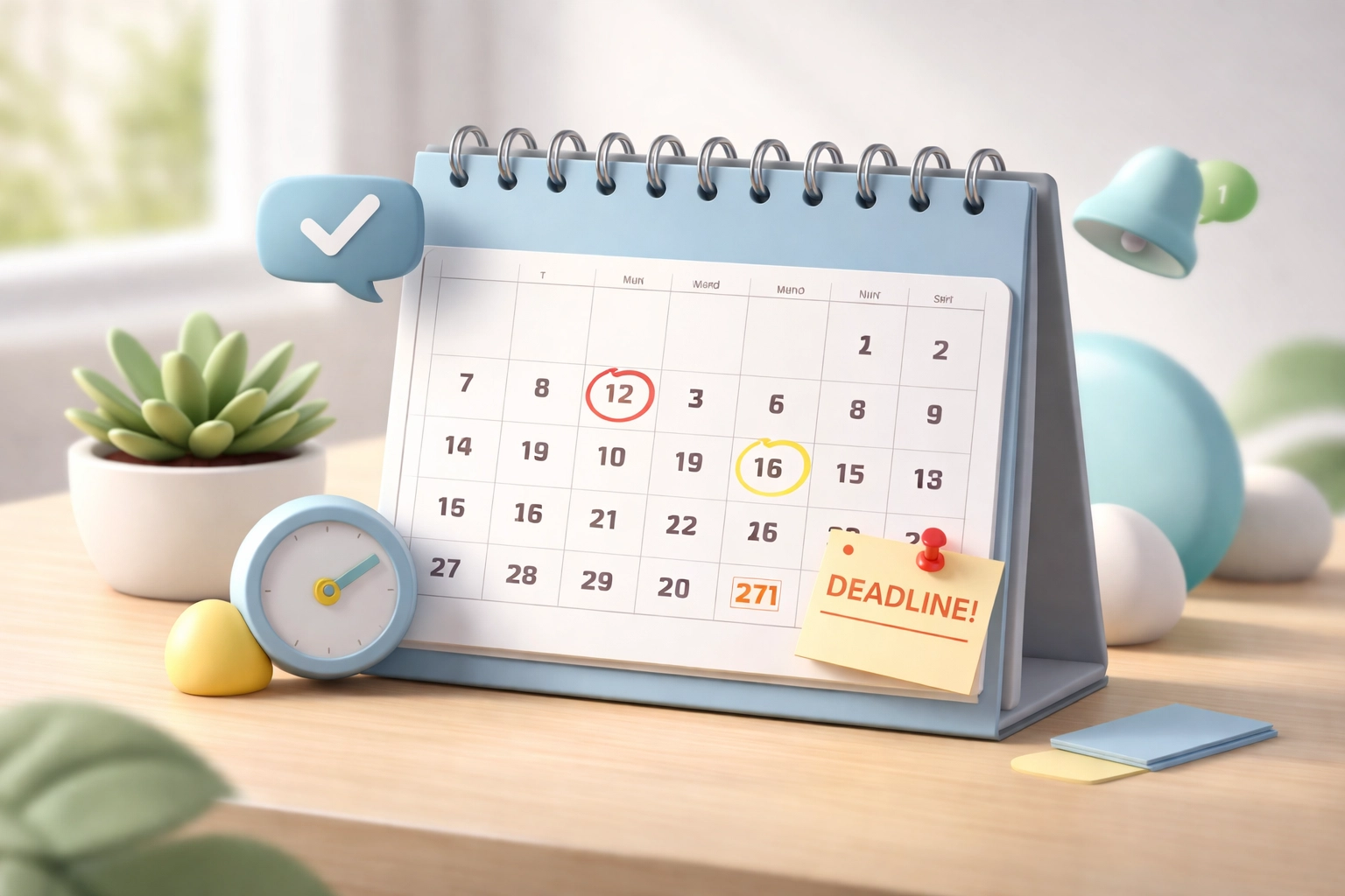 Minimalist desk calendar with marked Medicare enrollment dates and reminders for Stuart, FL residents