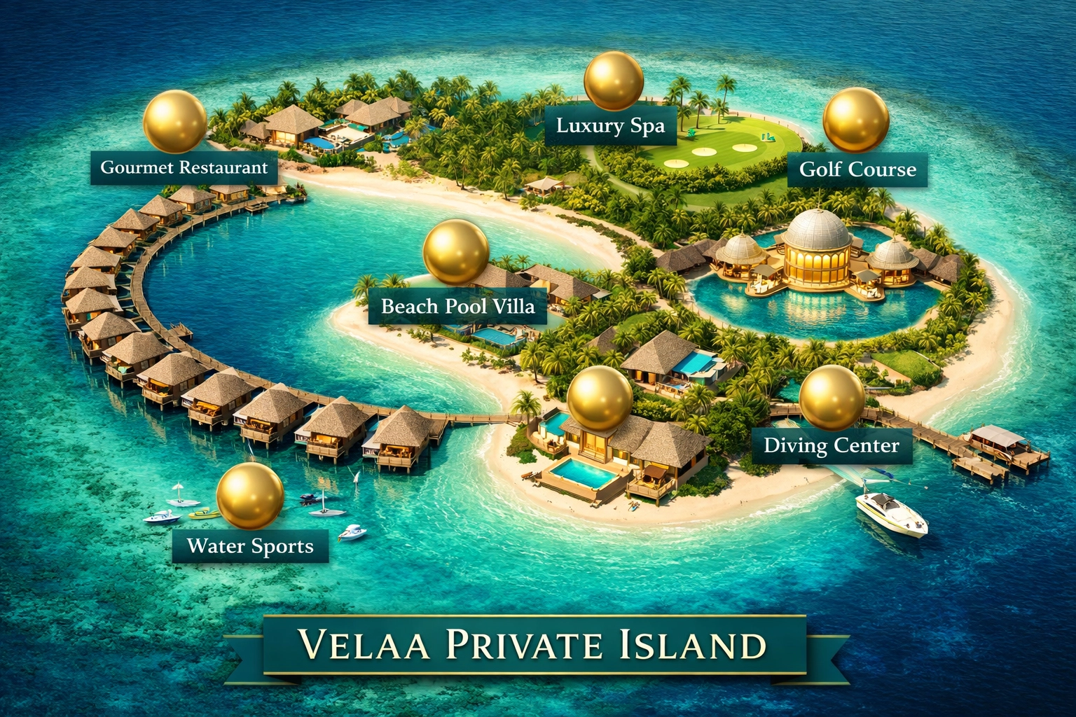 Luxury overwater villas and private island amenities at a premier Maldives honeymoon resort.