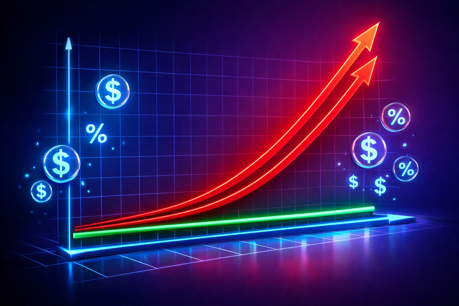Graph comparing merchant fee savings showing Larecoin's flat costs versus rising competitor expenses