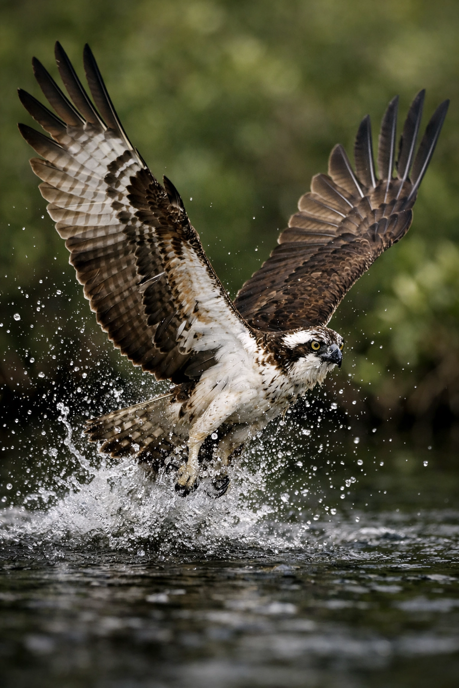 Osprey taking flight in the Everglades captured with a fast shutter speed to freeze motion.
