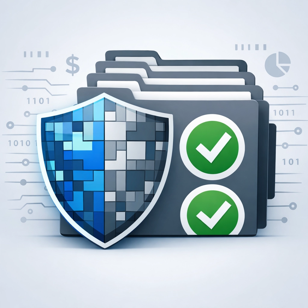 Secure digital shield protecting encrypted tax records and folders for audit-proof virtual filing.