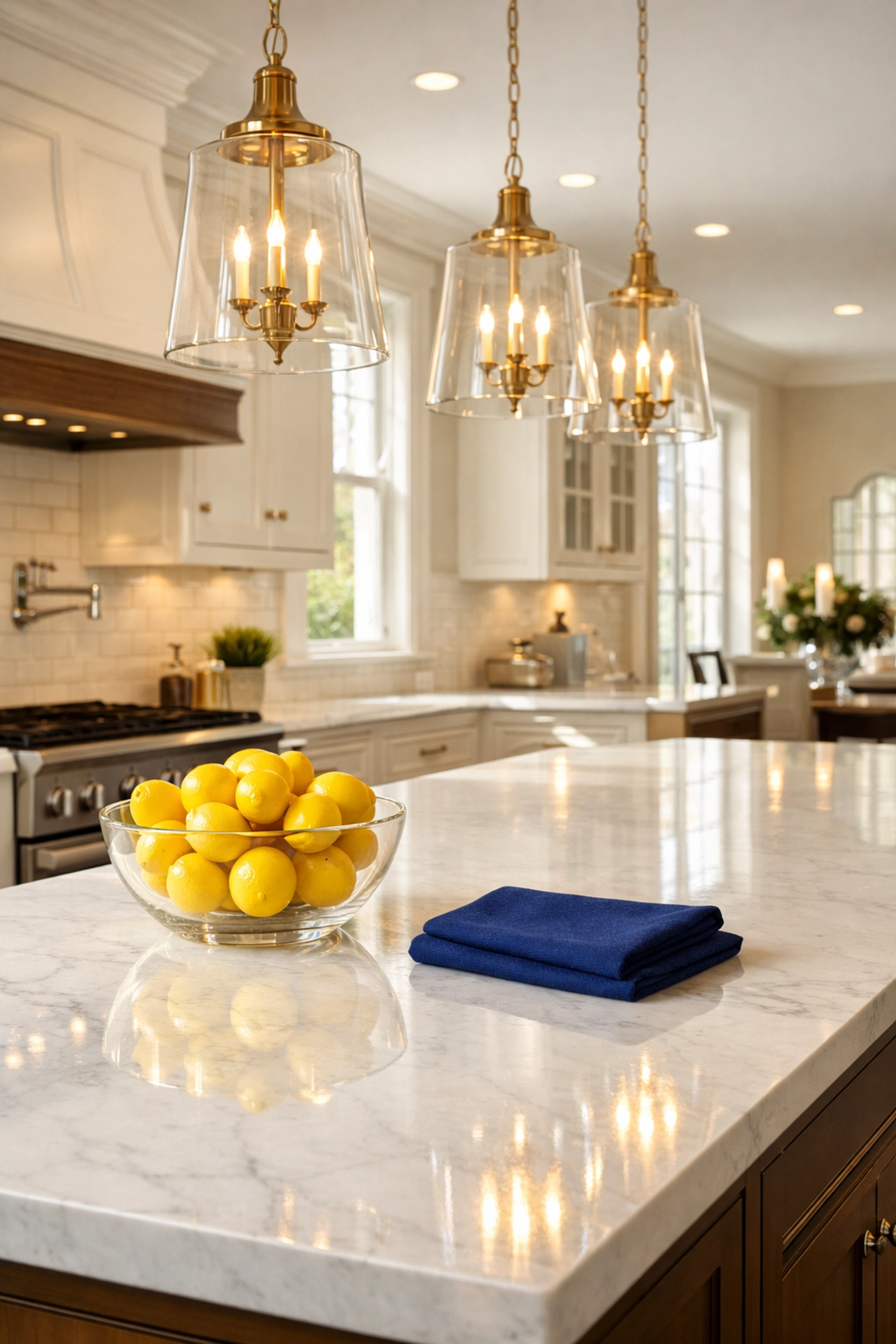 Spotless luxury kitchen in Lancaster MA ready for holiday hosting and gatherings.