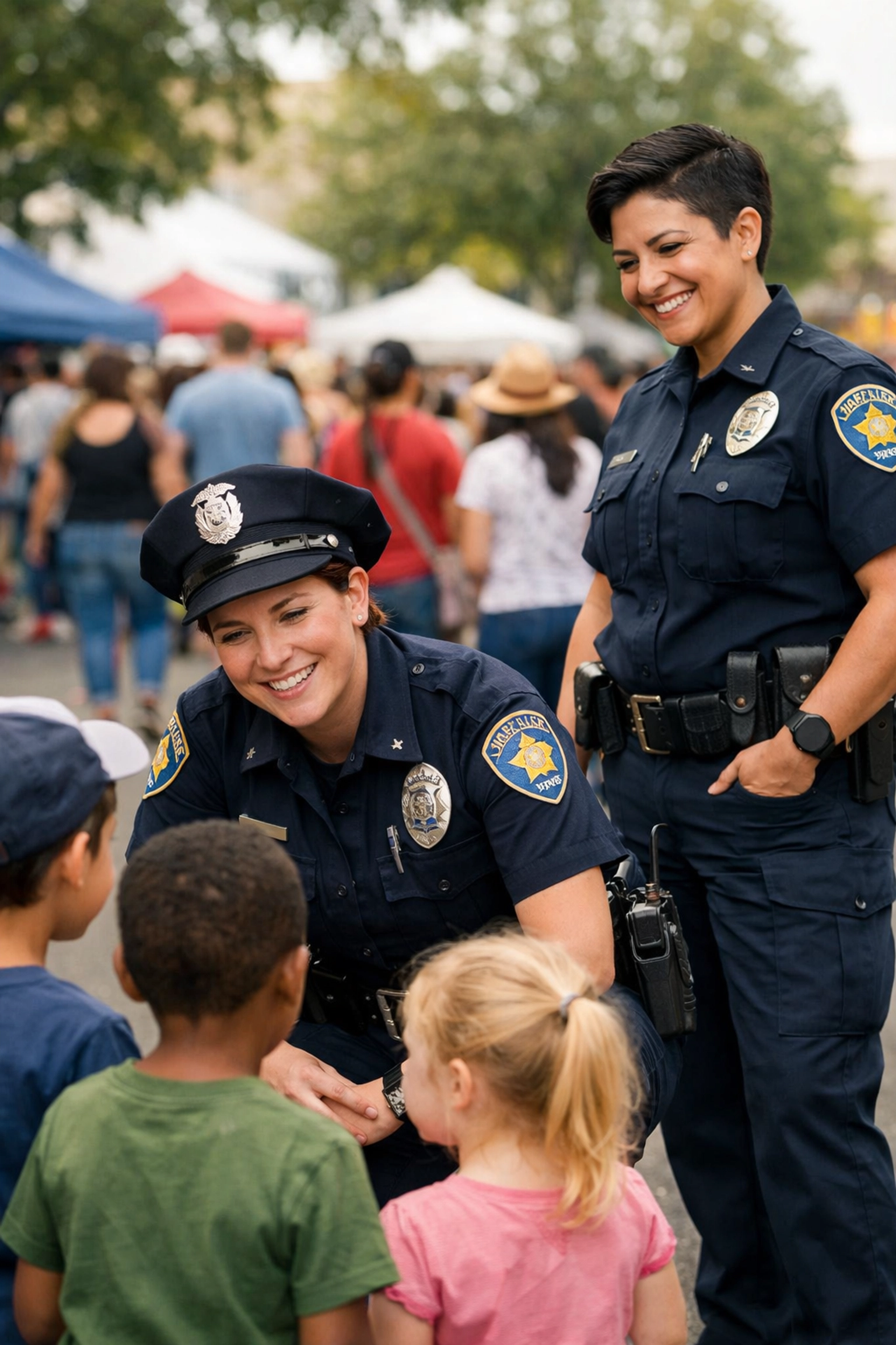 Queer women police officers building community connections and trust at public event