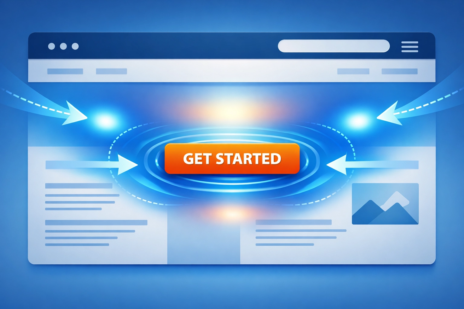 Web design call-to-action button with visual hierarchy and user attention indicators