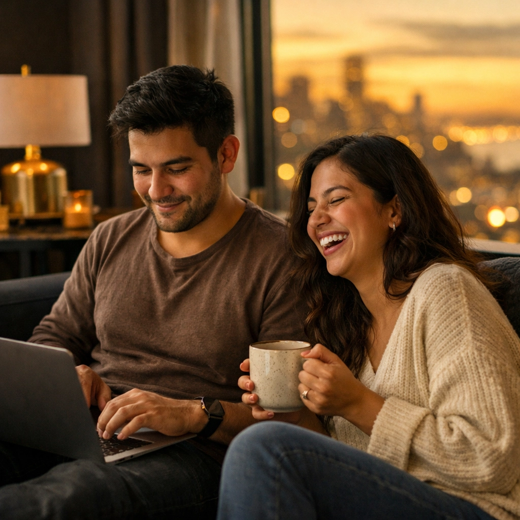 A young couple in a modern San Francisco apartment highlighting the impact of transit-oriented housing.