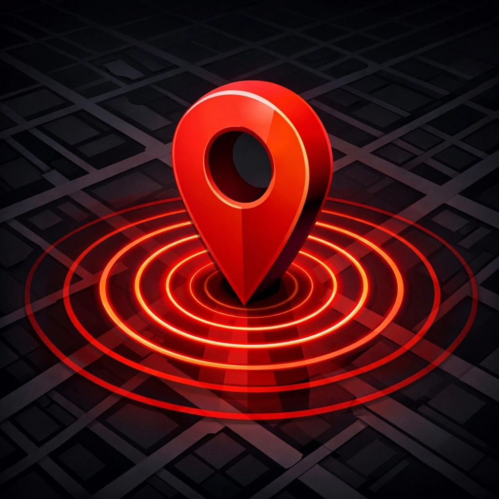 Map location pin on a city grid illustrating local SEO for trade businesses in the UK.