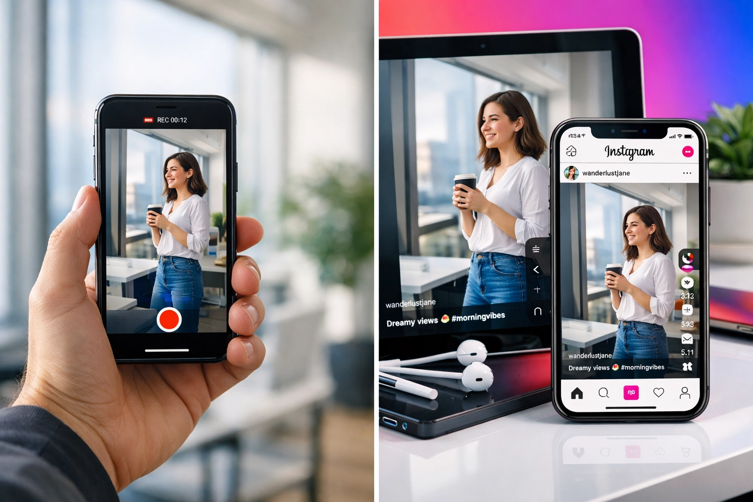 Mobile nonprofit video filming for Instagram and TikTok vertical format on social media platforms