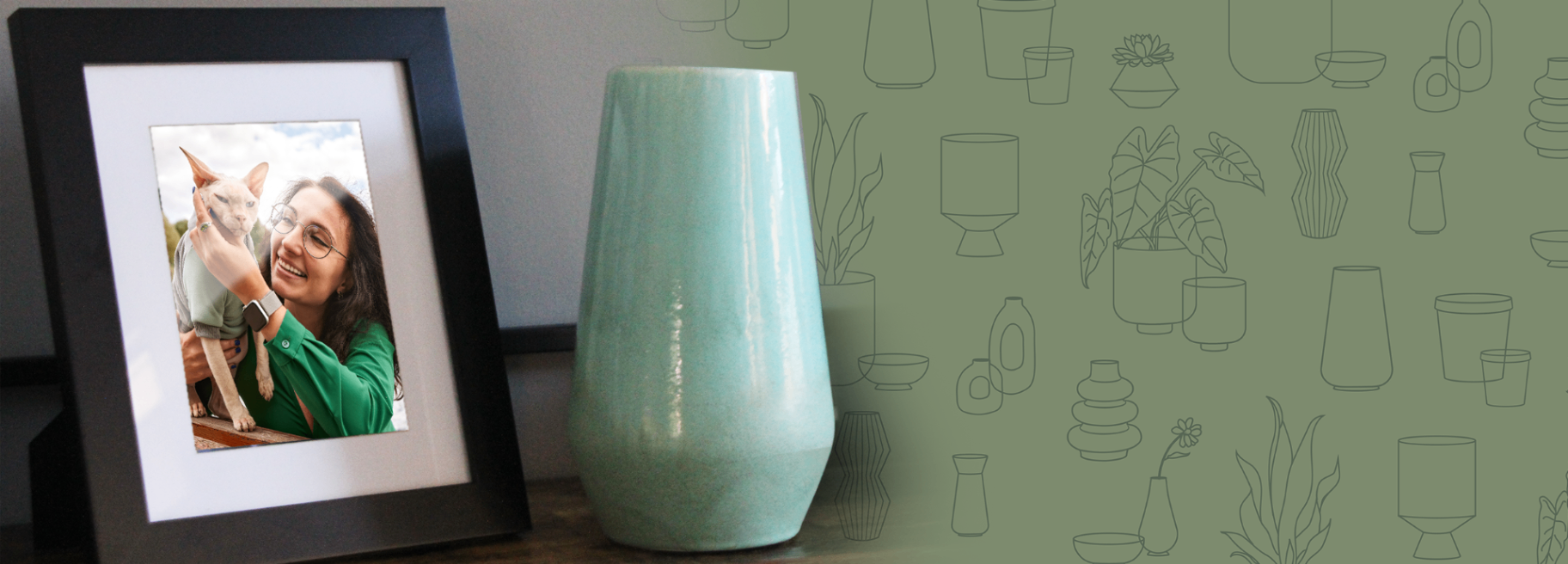 Handcrafted Ceramic Memorial Vessel and Framed Photo