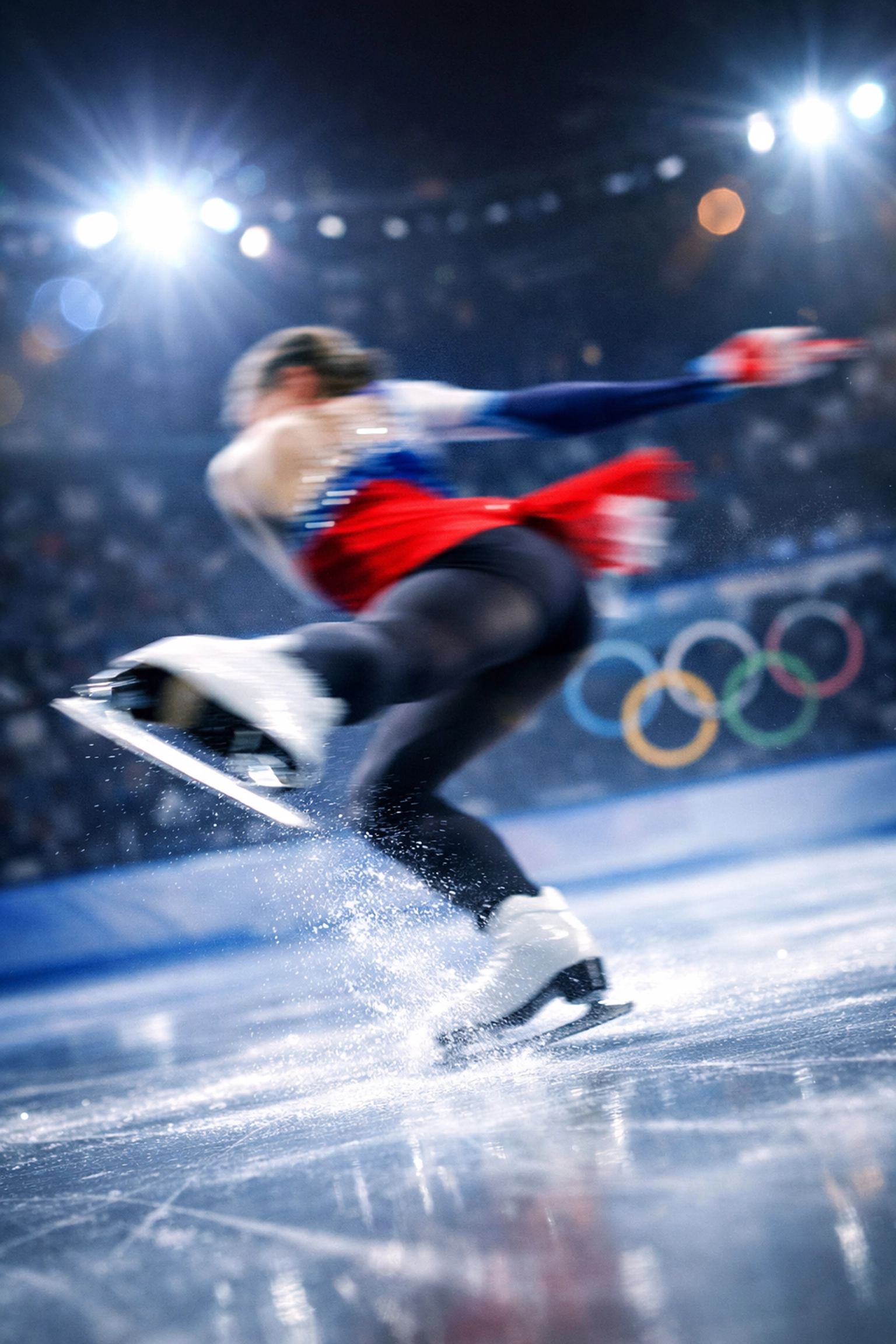 Figure skater performing at Winter Olympics showcasing athletic excellence