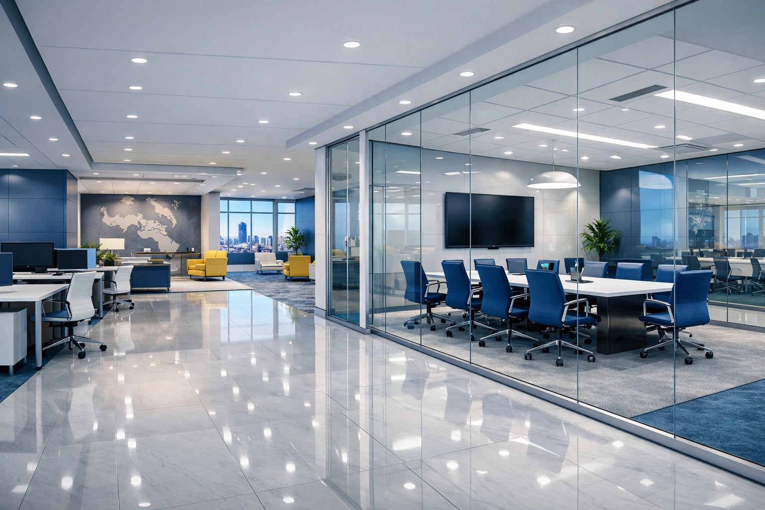 Spotless Boston commercial office space maintained by professional janitorial services for business excellence.