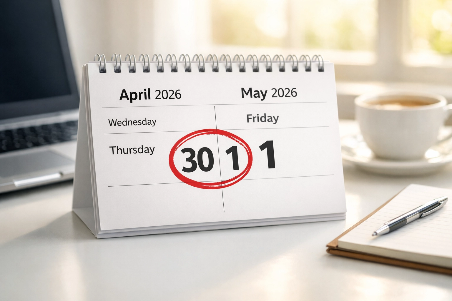 Calendar marking Section 21 abolition deadline May 1st 2026 for Kent landlords