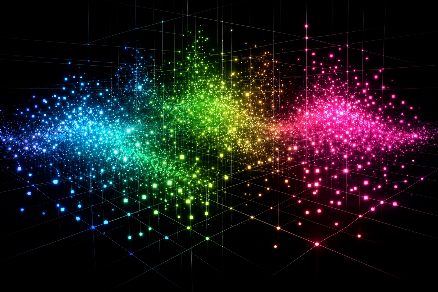 Vector space visualization showing semantic word embeddings clustered by meaning and similarity