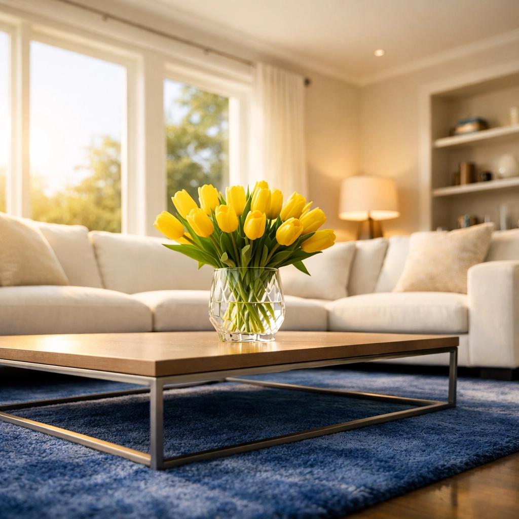 A perfectly staged and clutter-free living room following expert move-in/move-out cleaning Lowell services.