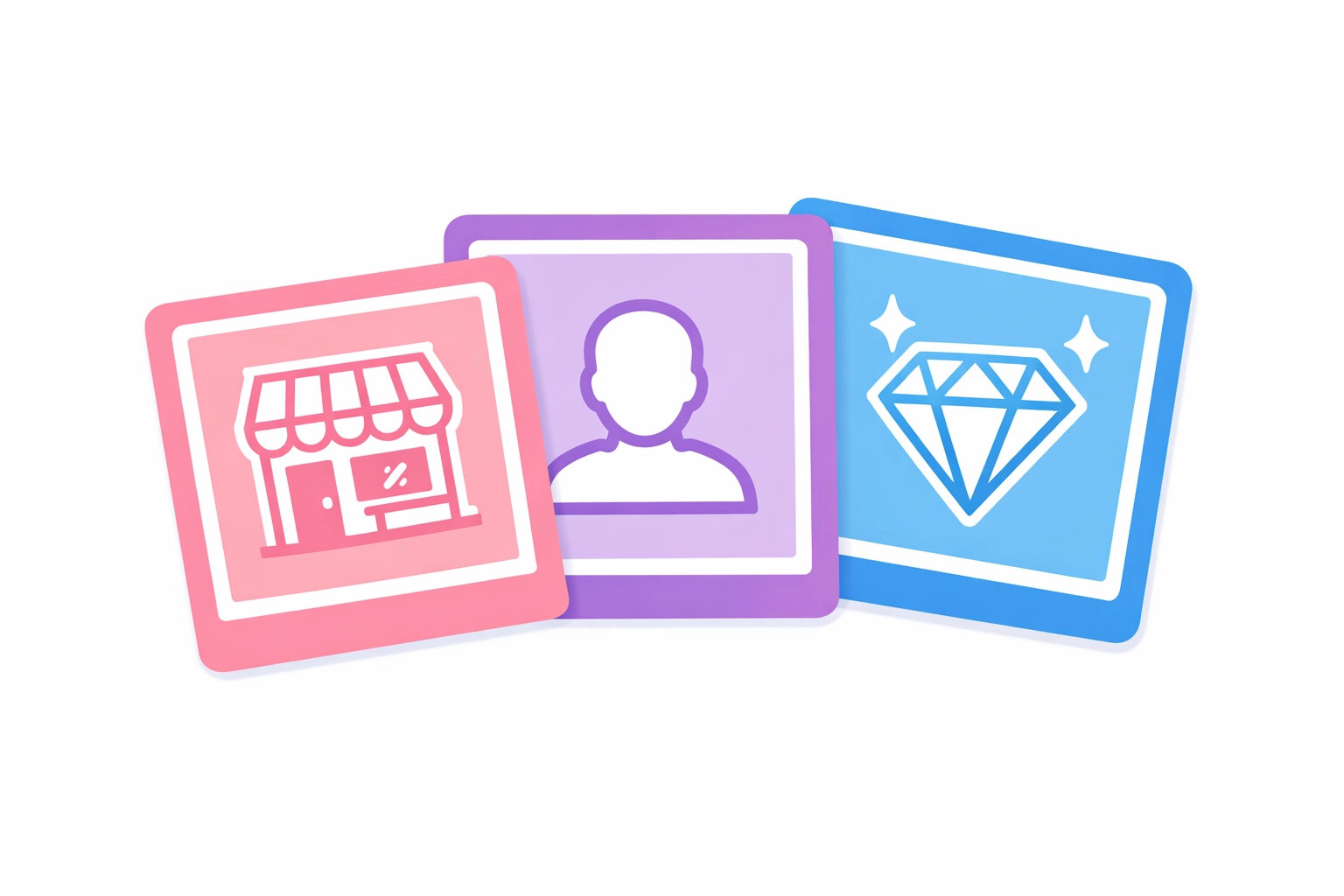 Icons representing a business storefront, professional team, and quality work for an optimized listing.