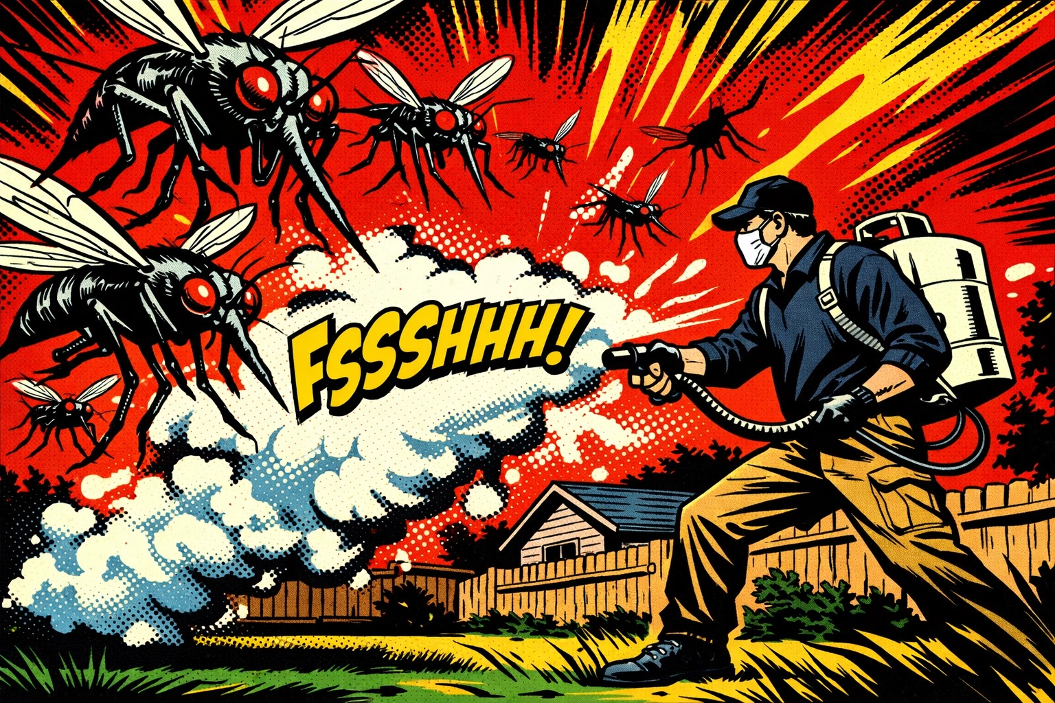 Mosquito authority in Jasper AL technician treating a backyard for spring pest prevention.