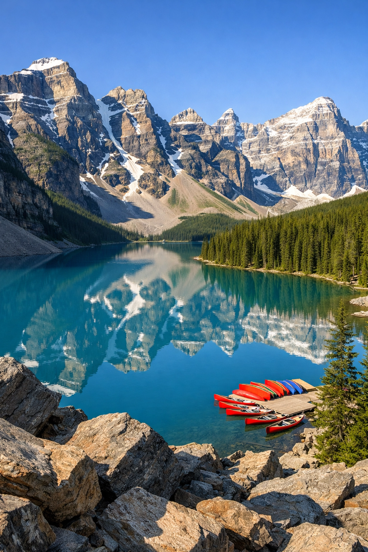 20 Most Iconic Places to Visit Around the World 2 Stunning turquoise Moraine Lake in Banff, a top photo spot for iconic landscape photography.