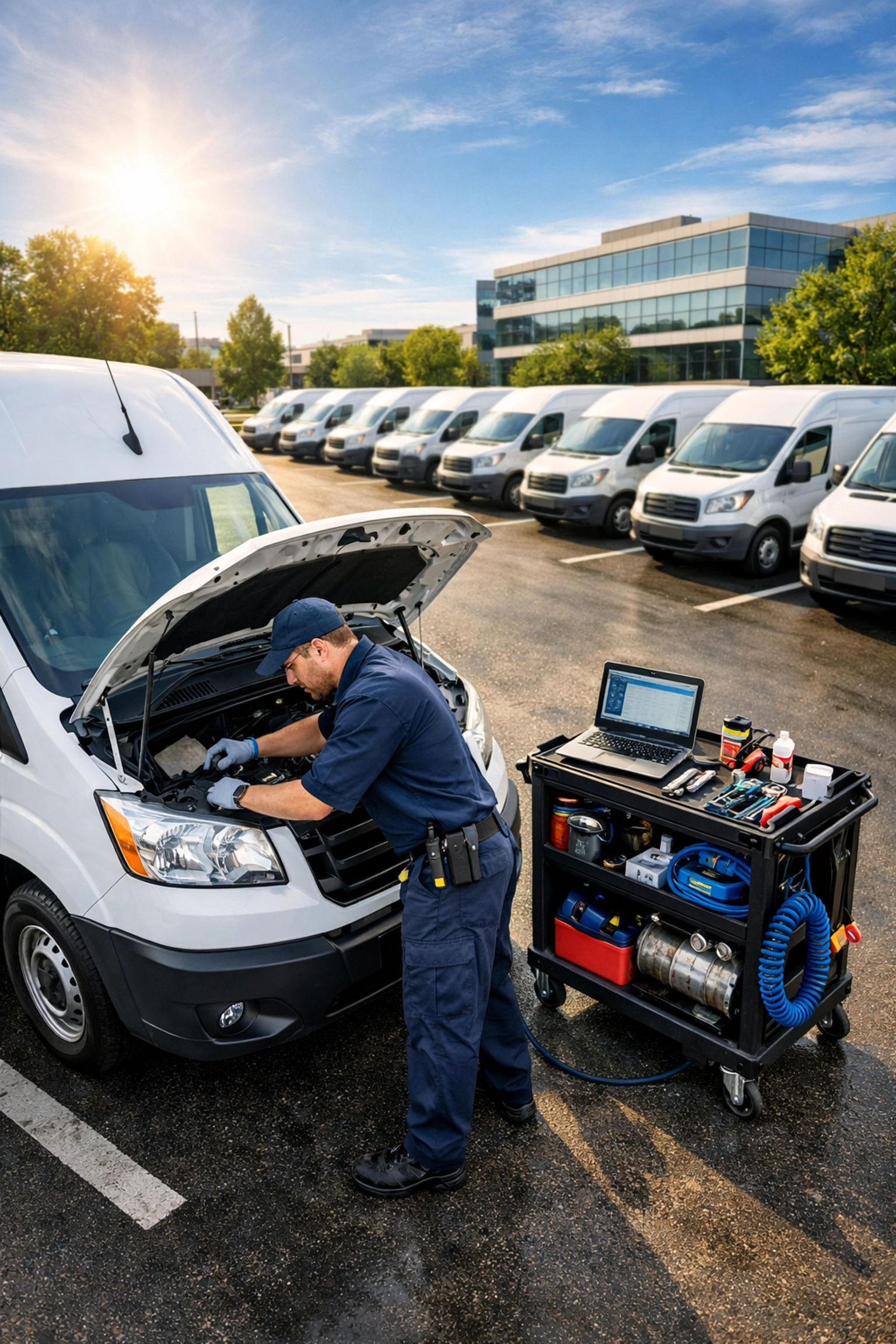On-site fleet maintenance in Green Bay ensuring business productivity with mobile mechanic services.
