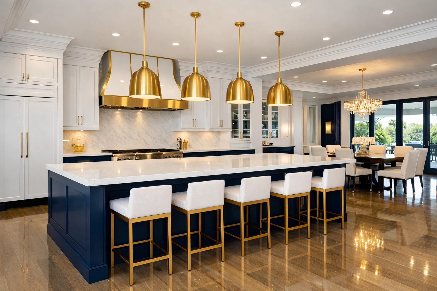 A spotless luxury kitchen maintained by professional eco-friendly house cleaning services in Weston.