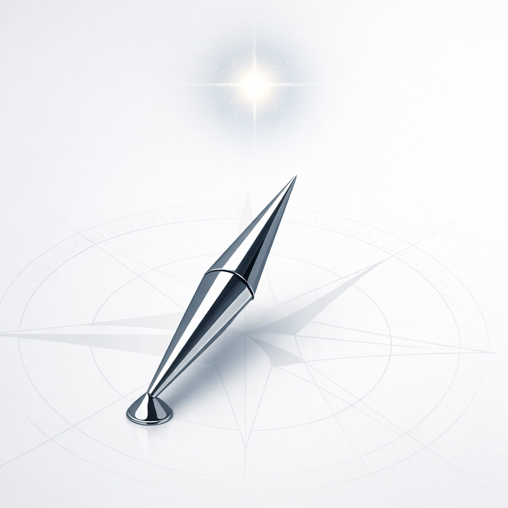 Stylized compass pointing toward a star, symbolizing strategic digital marketing direction.