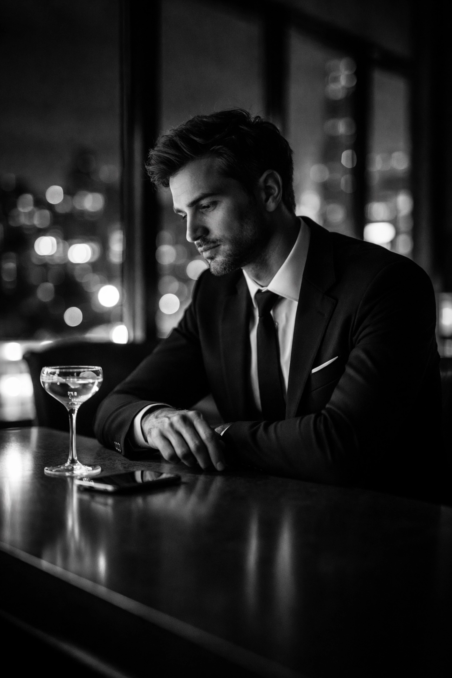 Professional man in Sydney bar reflecting on dating challenges faced by high-performing professionals.