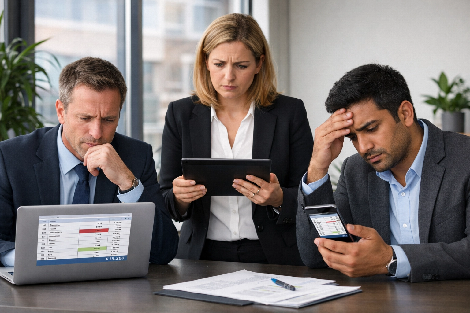 UK business team experiencing spreadsheet data conflicts across multiple devices