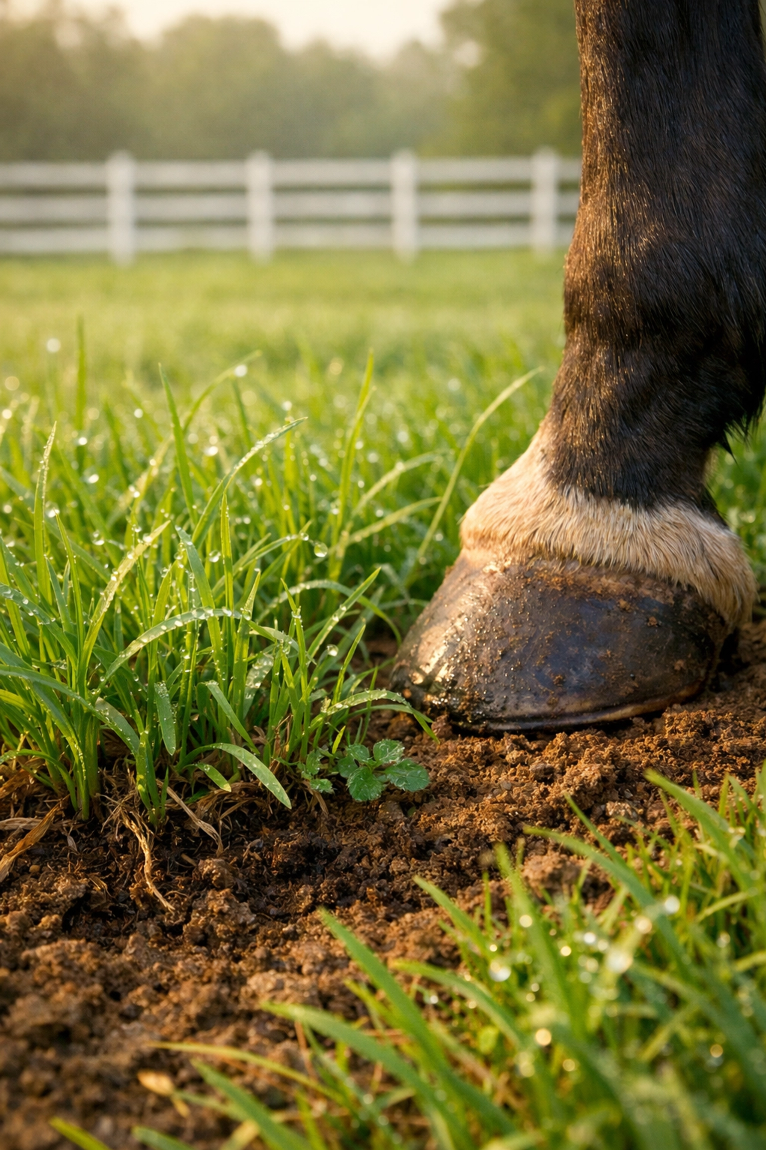Healthy pasture grass and soil on North Carolina horse farm showing quality land management