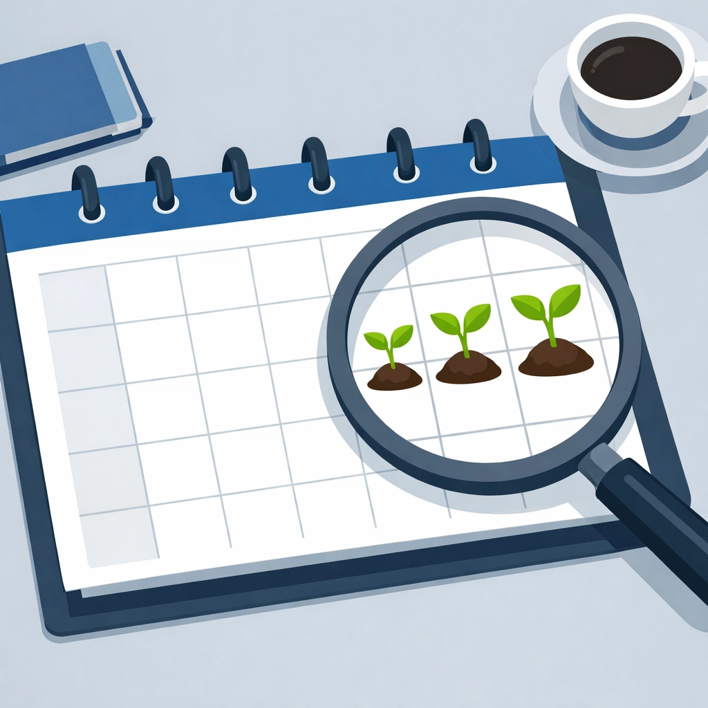 Proactive tax planning in New Haven showing a calendar with growth symbols.