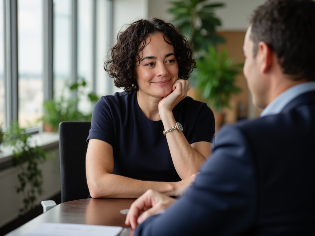An estate planning attorney meets with a client in a professional, welcoming office