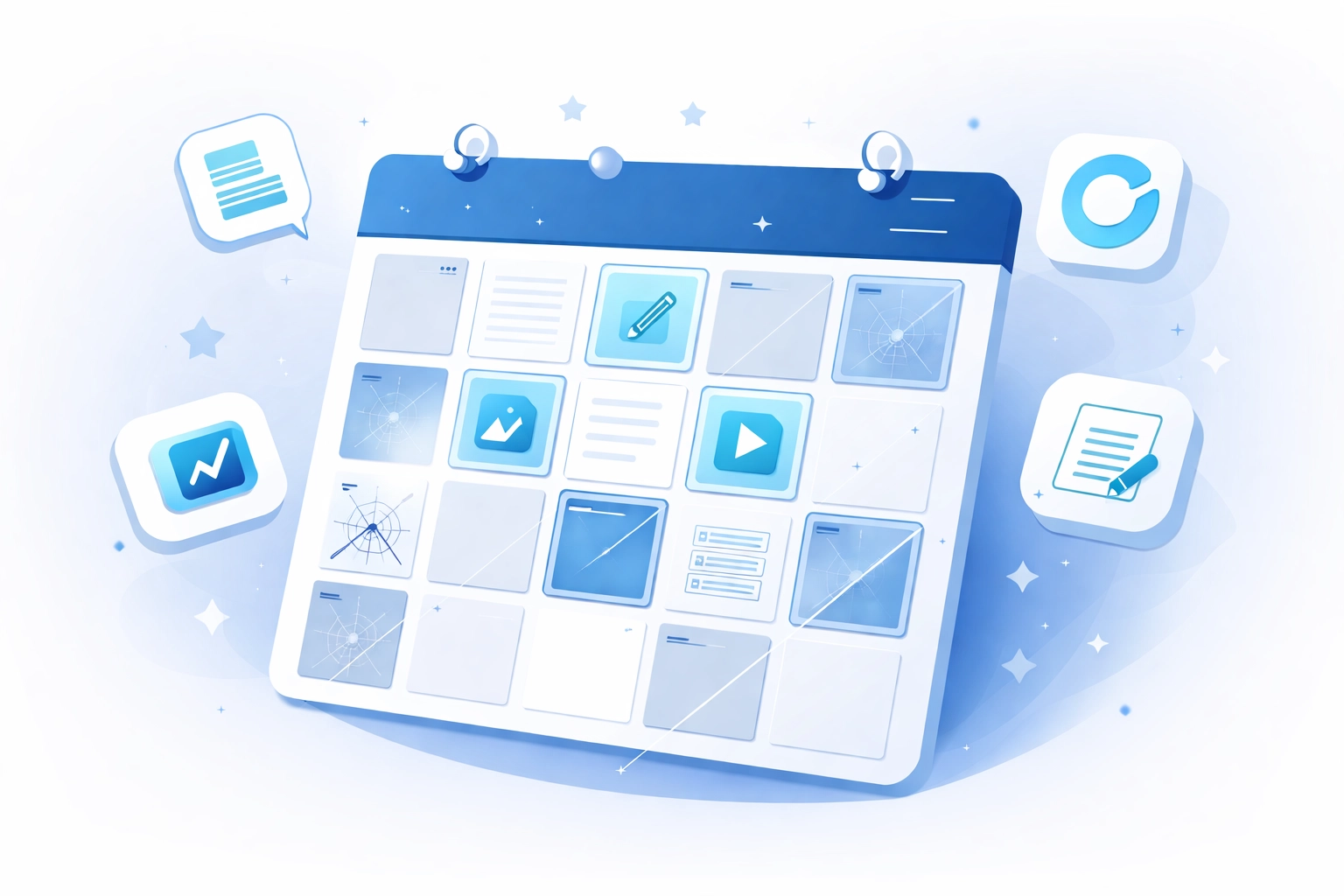 Content calendar showing the importance of regular website updates and fresh blog content