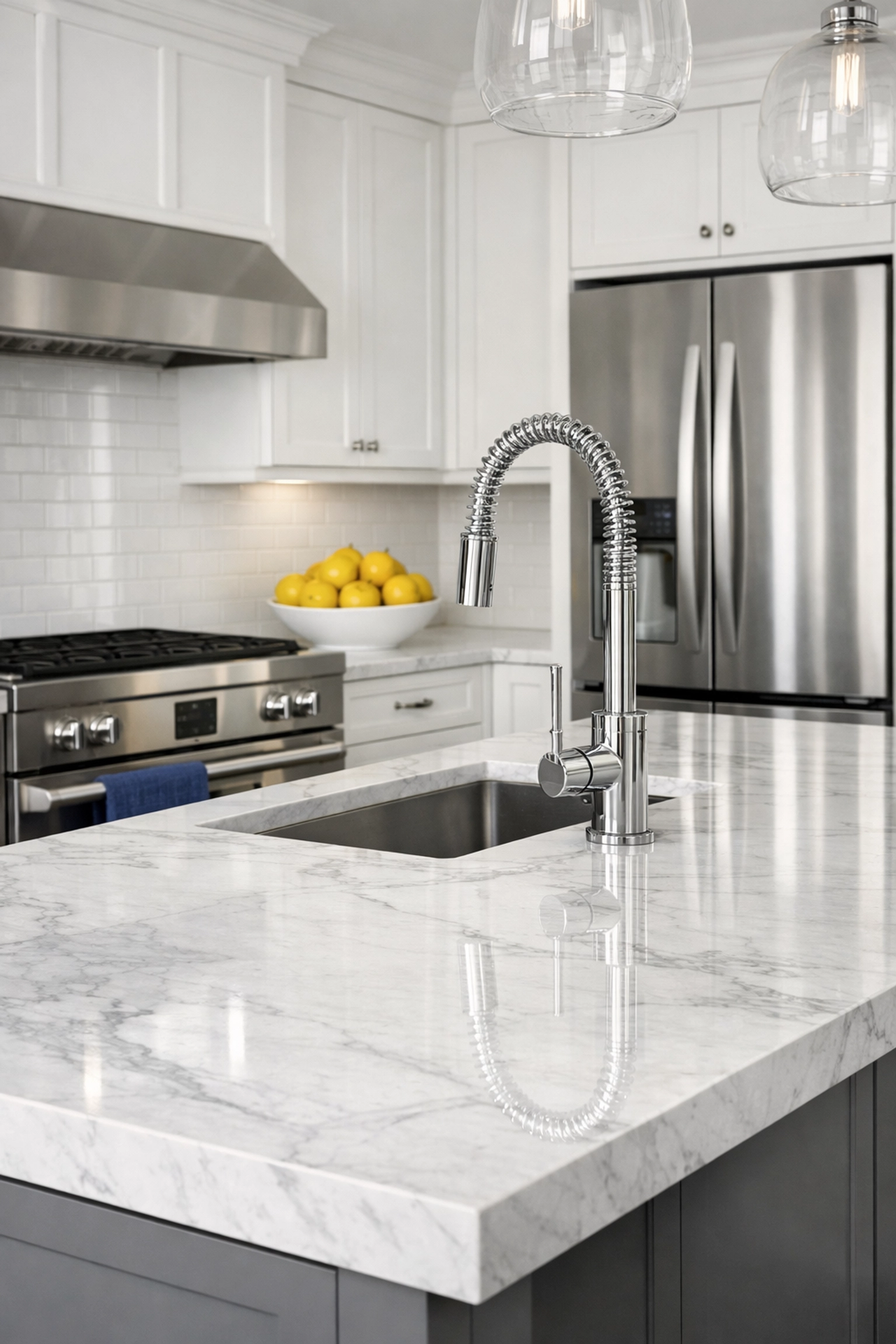 A professionally cleaned modern kitchen in Provincetown after bi weekly house cleaning service.