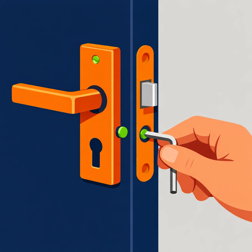 Expert locksmith near me adjusting a door handle as part of a uPVC door lock repair and maintenance service.