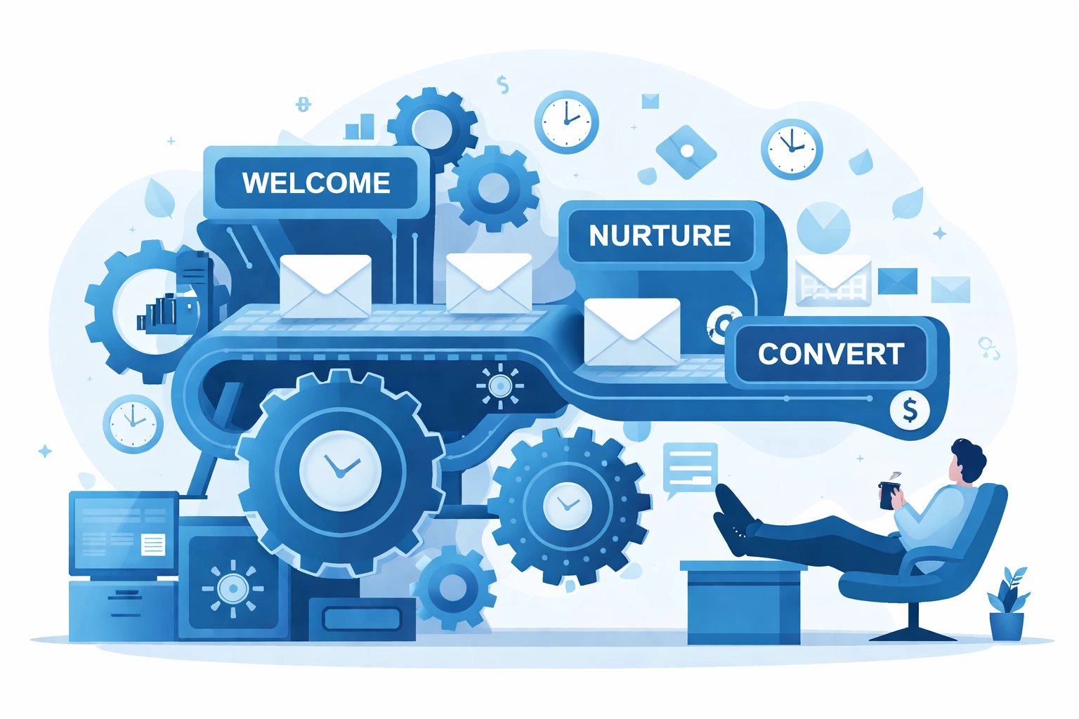 Automated email sequences generating revenue through welcome and nurture workflows