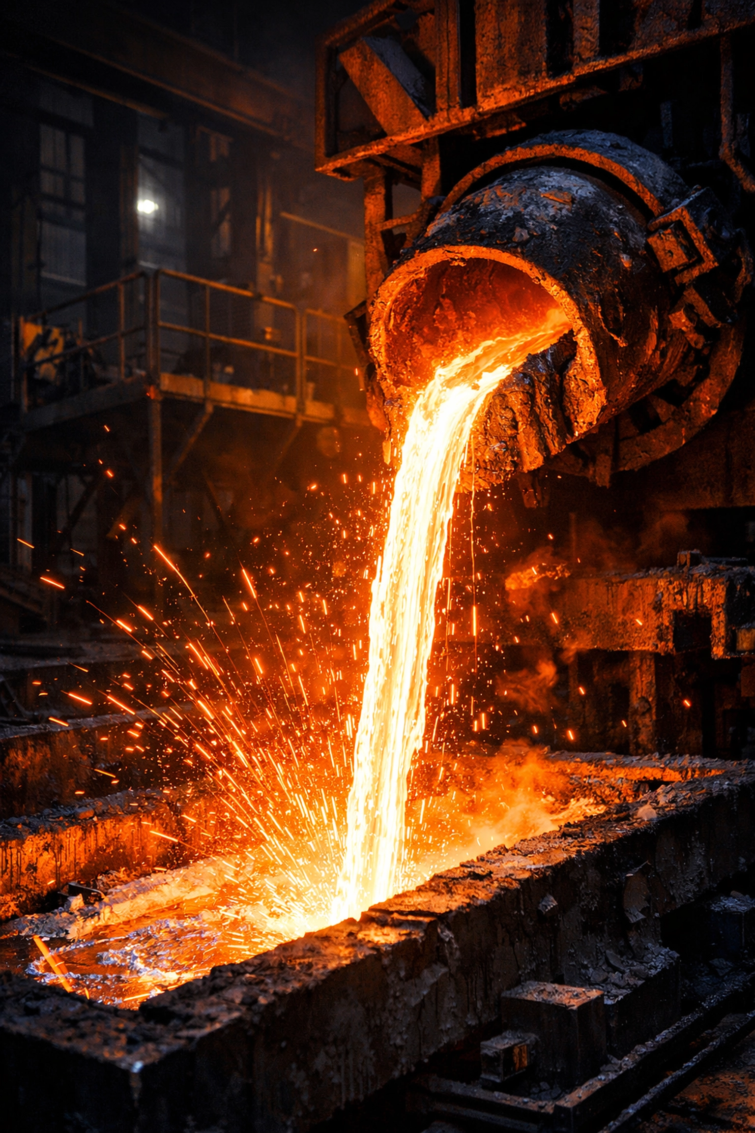 Molten metal at a Quebec aluminum smelter, highlighting the province's vital industrial and export sector.