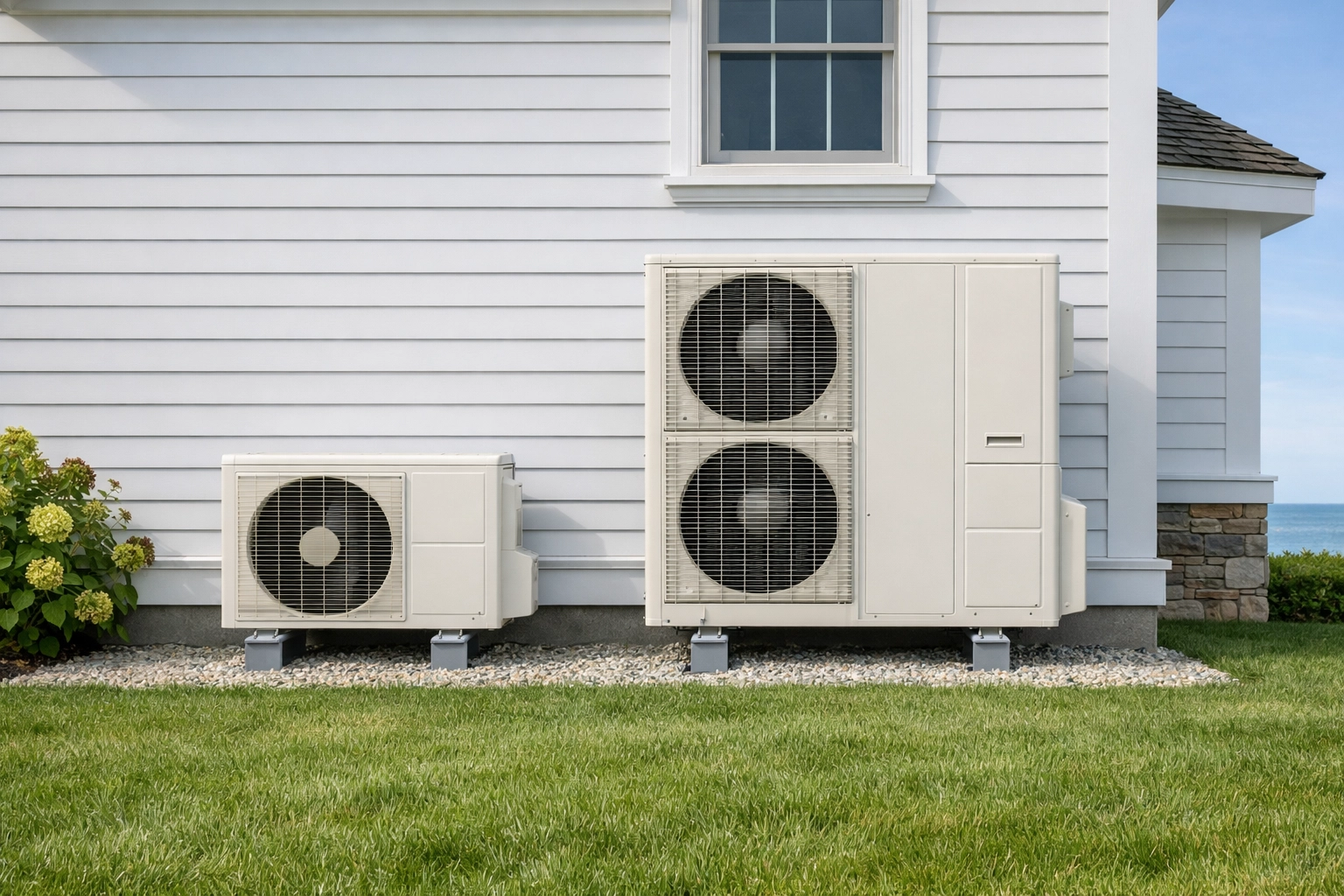 Single-zone vs multi-zone mini split outdoor units on Maine home exterior